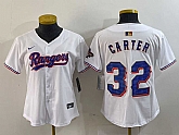 Women's Texas Rangers #32 Evan Carter White 2024 Gold Collection Limited Cool Base Jersey,baseball caps,new era cap wholesale,wholesale hats